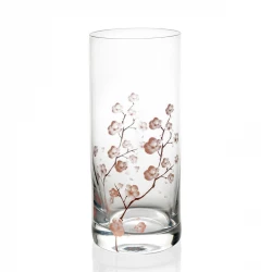 IVV Signature DOF Tumbler Set of 2 with Floreal Decoration , Transparent Glass Tumblers, Premium, Dishwasher Safe, Impact-Resistant, Elegant Design, Made in Italy, Perfect for Special Occasions