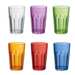 Guzzini Ground Tumbler 420ml Set of 6 Pieces, Assorted Colors, High-Quality SAN Material, Elegant Design, Made in Italy, Not Microwaveable