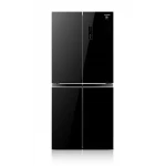 Sharp French 4 Door bottom mount Premium Black Glass Mirror Finished Inverter Refrigerator (560L Gross/401L) with Patented Plasma cluster Technology, AGCU Nano Deodorizer, SJ-FH560-BK3, Black Glass - SHARP
