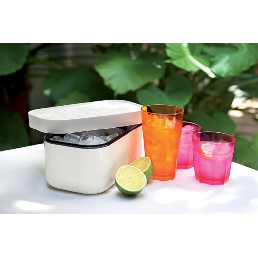 Lekue Ice Box White Large Capacity Ice Cube Tray with 4 Trays, Silicone Lid, and Anti-Condensation Design, Perfect for Table-Side Presentation - Lekue - Image 2