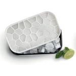 Lekue Ice Box White Large Capacity Ice Cube Tray with 4 Trays, Silicone Lid, and Anti-Condensation Design, Perfect for Table-Side Presentation - Lekue