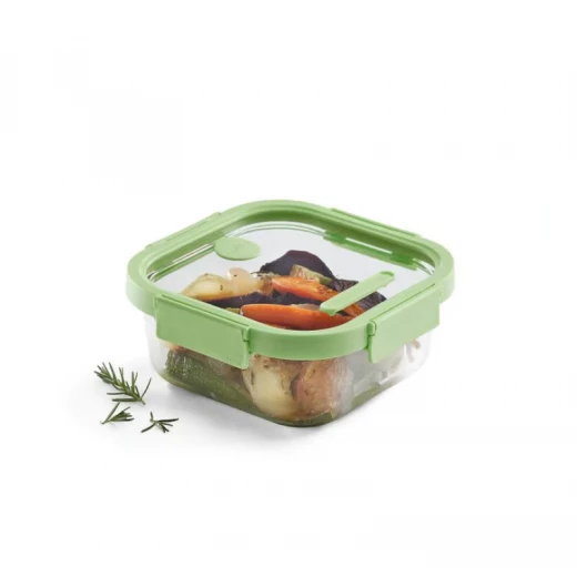 Lékué Leakproof Sqaure Glass Container 1100ml Green Microwave & Dishwasher Safe Lékué Leakproof Sqaure Glass Container 1100ml Green Microwave & Dishwasher Safe