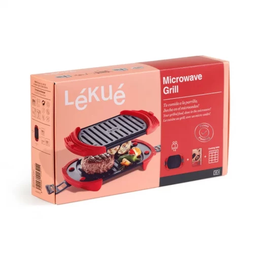 Lékué Red Microwave Grill: The Ultimate Kitchen Tool for Quick, Healthy, and Delicious Meals. Enjoy Effortless Grilling, Perfect for Busy Weeknights. This Microwave-Safe Grill Simplifies Cooking and Delivers Restaurant-Quality Results at Home, Ensuring Flavorful Food Fast. - Lekue - Image 2