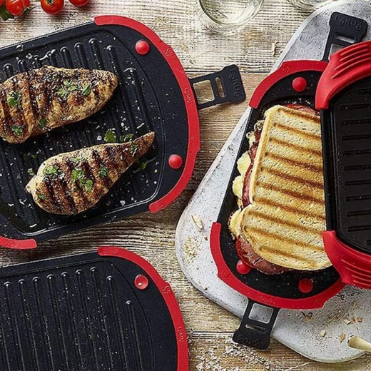 Lékué Red Microwave Grill: The Ultimate Kitchen Tool for Quick, Healthy, and Delicious Meals. Enjoy Effortless Grilling, Perfect for Busy Weeknights. This Microwave-Safe Grill Simplifies Cooking and Delivers Restaurant-Quality Results at Home, Ensuring Flavorful Food Fast. - Lekue - Image 3