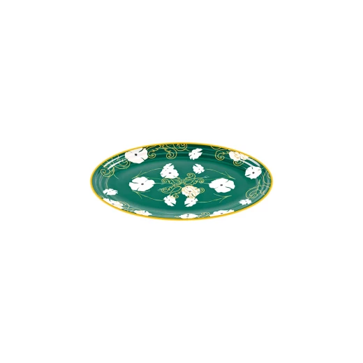 صينية جوزيني فيوجن صغيرة بيضاوية الشكل قطر 35.5×25.5×3 سم، باللون الأخضر مع زخرفة باللون الأصفر/الأبيض من جوزيني صينية جوزيني فيوجن صغيرة بيضاوية الشكل قطر 35.5×25.5×3 سم، باللون الأخضر مع زخرفة باللون الأصفر/الأبيض من جوزيني