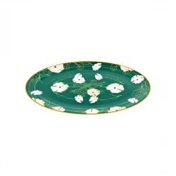 Guzzini Fusion Large Oval Tray Dia 50x36xh3cm Green with Yellow/White Decoration