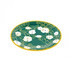 Guzzini Fusion Dessert Plate Dia 21.5cm Green with Yellow/White Decoration