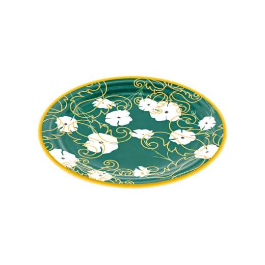 Guzzini Fusion Dessert Plate Dia 21.5cm Green with Yellow/White Decoration Guzzini Fusion Dessert Plate Dia 21.5cm Green with Yellow/White Decoration