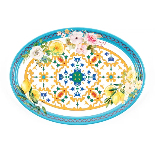 صينية بيضاوية كبيرة على شكل زهرة وليمون بقطر 50 × 3 × 3 سم، مثالية لحفلة خارجية أو غداء غير رسمي أو مناسبة خاصة، من جوزيني - غوزيني - Image 2