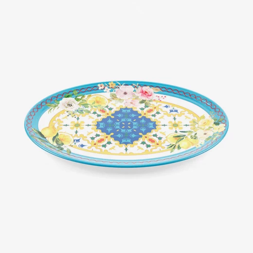 صينية بيضاوية كبيرة على شكل زهرة وليمون بقطر 50 × 3 × 3 سم، مثالية لحفلة خارجية أو غداء غير رسمي أو مناسبة خاصة، من جوزيني صينية بيضاوية كبيرة على شكل زهرة وليمون بقطر 50 × 3 × 3 سم، مثالية لحفلة خارجية أو غداء غير رسمي أو مناسبة خاصة، من جوزيني