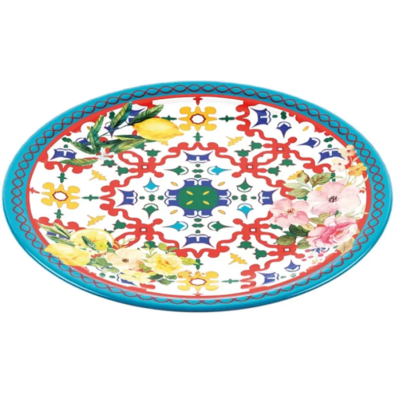 Guzzini Flower & Lemon Dinner Flat Plate Dia 27.5 x 2.4 cm Perfect for fun outdoor parties, picnics or as a decorative highlight at the dining table. - Guzzini