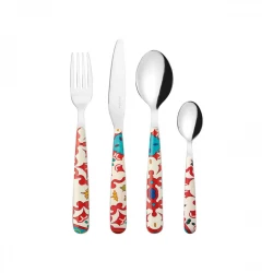 Guzzini Flower & Lemon Cutlery Set of 24 Pieces Stainless Steel Red