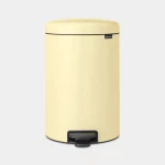 Brabantia NewIcon Pedal Bin 20 Liter Mellow Yellow Steel  modern look to your space M volume tight closing lid, No slipping, no scratching - Brabantia