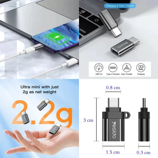 يسيدو وصلة محول ونقل بيانات منفذ ايفون الى تايب سي GS22 - يسيدو - Image 4