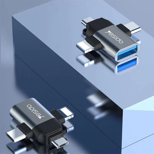 محول يسيدو OTG GS-15 من لايتنينغ، مايكرو، USB-C إلى USB 2.0 لنقل البيانات السريع باللونين الأسود والرمادي - يسيدو - Image 6