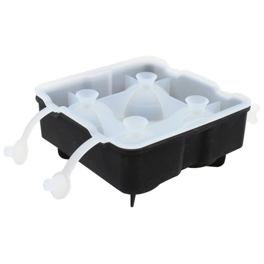 Table Craft Silicone Ice Round Tray Black 4 Section Black