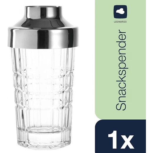 Leonardo Glass Snack Dispenser with Stainless Steel Lid, 1 Count (Pack of 1), Clear - Leonardo - Image 2