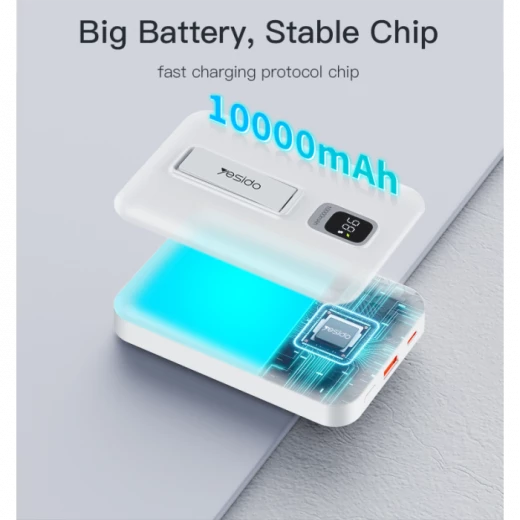 باور بانك يسيدو YP45 بسعة 10,000mAh وقوة 20W مع شاشة رقمية وحامل شحن لاسلكي 15 PD للشحن السريع - يسيدو - Image 5