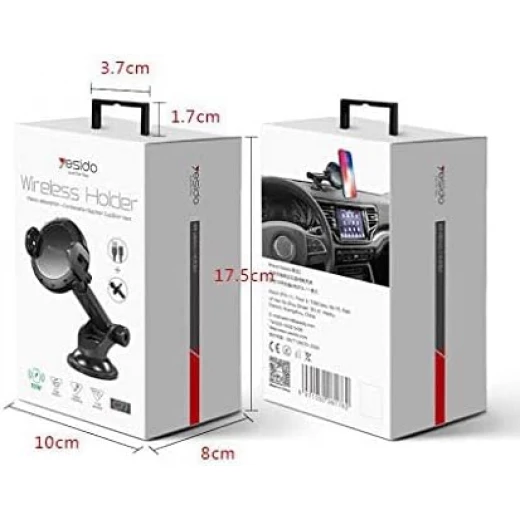 شاحن وحامل سيارة لاسلكي من يسيدو C77 مع دوران 360 درجة، 10 واط - أسود - يسيدو - Image 2