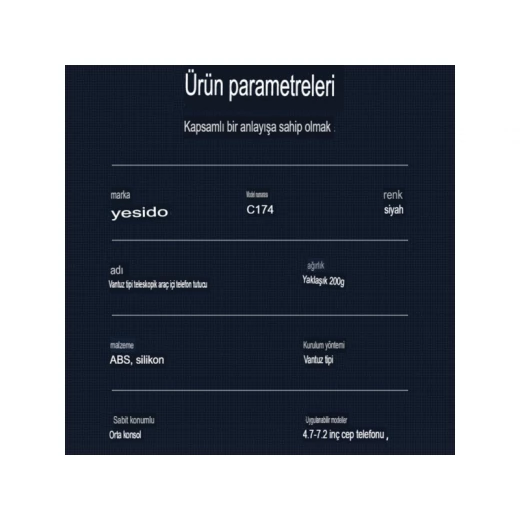 حامل سيارة لاصق قابل للتعديل 360 درجة من يسيدو C174 - أسود - يسيدو - Image 5