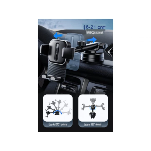 حامل سيارة لاصق قابل للتعديل 360 درجة من يسيدو C174 - أسود - يسيدو - Image 4
