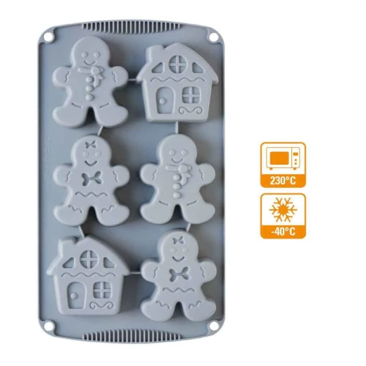Decora Gingerbread Silicone Mold 4 delicious gingerbread men and 2 houses - Decora - Image 3