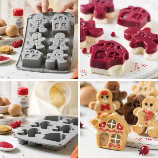 Decora Gingerbread Silicone Mold 4 delicious gingerbread men and 2 houses - Decora - Image 4