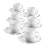 Guzzini Grace Espresso Cups With Saucers Set of 6 Pieces Transparent,Dia12cm x H 6,3cm - Guzzini