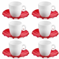 Guzzini Grace Espresso Cups With Saucers Set of 6 Pieces Transparent,Dia12cm x H 6,3cm