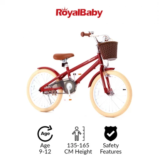 RoyalBaby , Macaron Kids Vintage Bike 20'' , Red - RoyalBaby - Image 2