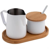 APS White Milk Jug 350ml / Sugar Bowl 200ml Set with Tray