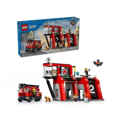 LEGO City Fire Station with Fire Truck Toy - Kids Toy Building Sets with 2 Fire Truck Attachments - Gifts for Boys & Girls Ages 6+ - Pretend Play Set with 5 Minifigures - 60414
