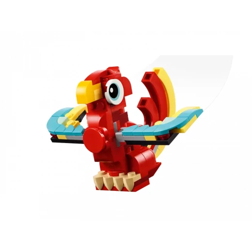 LEGO Creator 3 في 1 لعبة التنين الأحمر، تتحول من لعبة تنين إلى لعبة سمكة إلى لعبة فينيق، فكرة هدية للأولاد والبنات من عمر 6 سنوات فما فوق، مجموعة ألعاب حيوانات للأطفال، 31145 من ليغو - ليجو - Image 6