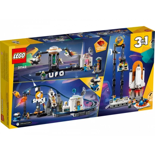 LEGO Creator 3 في 1 مجموعة بناء قطار الفضاء، تحتوي على قطار سريع، برج السقوط، دوامة، و5 شخصيات صغيرة، حديقة ترفيهية قابلة لإعادة البناء للأطفال من عمر 9 سنوات فما فوق، 31142 من ليغو - ليجو - Image 5