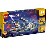 LEGO Creator 3 في 1 مجموعة بناء قطار الفضاء، تحتوي على قطار سريع، برج السقوط، دوامة، و5 شخصيات صغيرة، حديقة ترفيهية قابلة لإعادة البناء للأطفال من عمر 9 سنوات فما فوق، 31142 من ليغو - ليجو