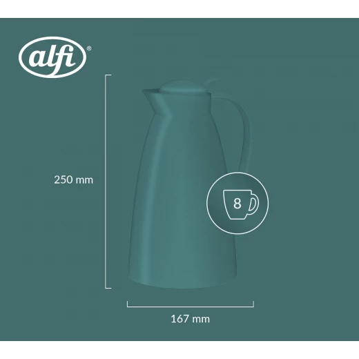 Eco Boho Vacuum Jug 1 Liter Matt Green with Hygienic Tempered Glass Filler Made of Plastic, Screw Lid with Convenient Push Button - Alfi - Image 5