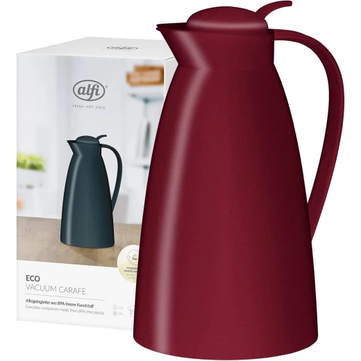 Alfi Eco Vacuum Jug 1 Liter Ruby Red Matt with Hygienic Tempered Glass Filler Made of Plastic, Screw Lid with Convenient Push Button - Alfi - Image 7