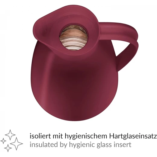 Alfi Eco Vacuum Jug 1 Liter Ruby Red Matt with Hygienic Tempered Glass Filler Made of Plastic, Screw Lid with Convenient Push Button - Alfi - Image 5