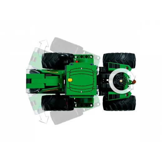 تكنيك جرار جون دير 9620 R 4WD (42136) توجيه مفصلي، ميزات واقعية، مقطورة مع آلية رفع، مناسب للأعمار من 8 فما فوق، مثالي لمحبي الجرارات من ليغو - Image 5