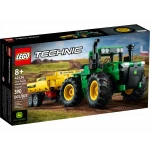 تكنيك جرار جون دير 9620 R 4WD (42136) توجيه مفصلي، ميزات واقعية، مقطورة مع آلية رفع، مناسب للأعمار من 8 فما فوق، مثالي لمحبي الجرارات من ليغو