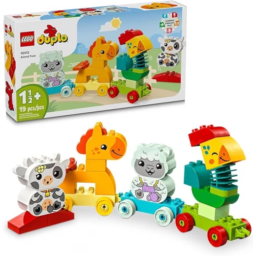 مجموعة ليغو DUPLO قطار الحيوانات الأول ومجسم الحصان، لعبة تعليمية للأطفال من عمر 1-3 سنوات مع 4 شخصيات حيوانات، هدية عيد ميلاد للأطفال الذين يحبون الحيوانات، لعبة إبداعية من الطبيعة للأطفال في مرحلة ما قبل المدرسة، 10412. - ليجو - Image 5