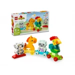 مجموعة ليغو DUPLO قطار الحيوانات الأول ومجسم الحصان، لعبة تعليمية للأطفال من عمر 1-3 سنوات مع 4 شخصيات حيوانات، هدية عيد ميلاد للأطفال الذين يحبون الحيوانات، لعبة إبداعية من الطبيعة للأطفال في مرحلة ما قبل المدرسة، 10412. - ليجو
