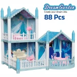 Dream Garden Villa Doll House Playset 88 Piece Dollhouse with Furniture and 3 Rooms for Girls Ages 5+ (GGJ-043), Safe ABS Material with Smooth Edges - Rs Toys