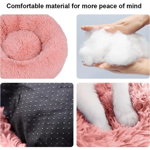 Cat Beds for Indoor Cats, for Large Dogs, Washable Round Pet Bed for Puppy and Kitten with Slip-Resistant Bottom - Pets - Image 2