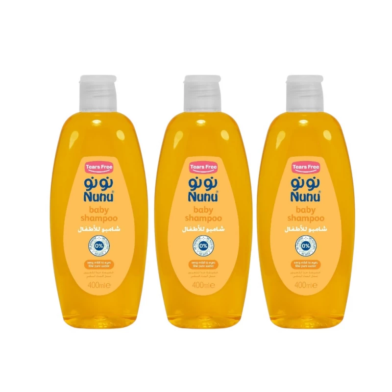 NUNU Baby Shampoo 400ml Gentle & Tear-Free Formula Soft Hair & Scalp Care 3 Pcs - Nunu