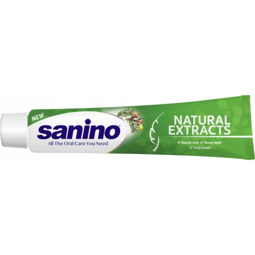 Sanino Natural Extracts Toothpaste 50ml, Enriched with Aloe Vera & Pomegranate, Long-Lasting Fresh Breath, Strengthens Oral Health, Special Gel Formula - Sanino - Image 2