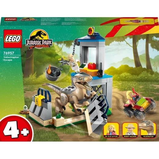 ليغو Jurassic Park – هروب الفيلوسيرابتور (رقم 76957) – لعبة ديناصور مناسبة للبنين والبنات وجميع الأطفال من عمر 4 سنوات فما فوق، تحتوي على شخصيات ديناصورات، سيارة دفع رباعي، وشخصيتين - ليجو - Image 7