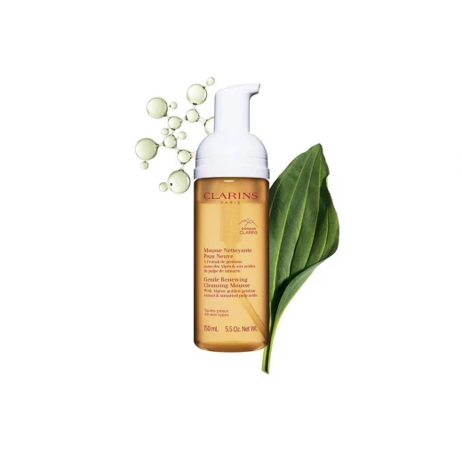 Clarins Gentle Renewing Cleansing Mousse Face Wash for Sensitive Skin, Makeup Remover, Hydrating Foam Cleanser 150ml with Pump - Clarins - Image 3