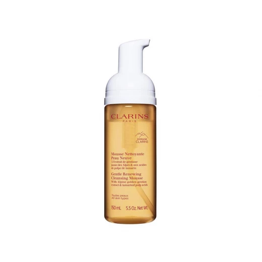 Clarins Gentle Renewing Cleansing Mousse Face Wash for Sensitive Skin, Makeup Remover, Hydrating Foam Cleanser 150ml with Pump