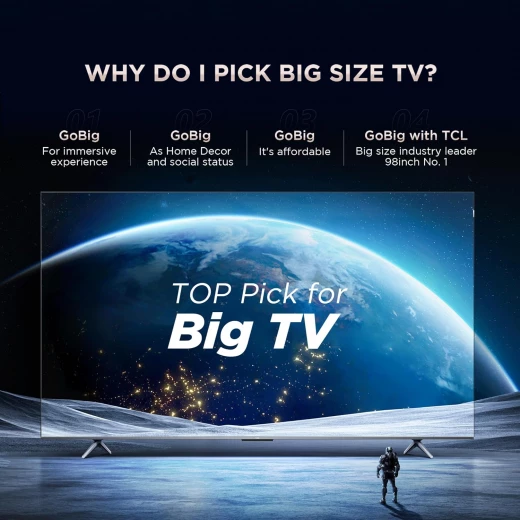 تلفزيون TCL مقاس 139 سم (55 بوصة) – سلسلة معدنية بدون حواف، 4K UHD ذكي LED بنظام Google TV، موديل 55V6B (أسود) – ضمان لمدة سنتين - تي سي ال - Image 10